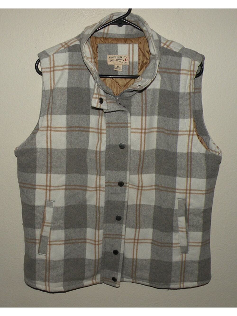 Canyon Guide Outfitters Women's XL Full Zip Poly/Wool Vest Gray Plaid Insulated